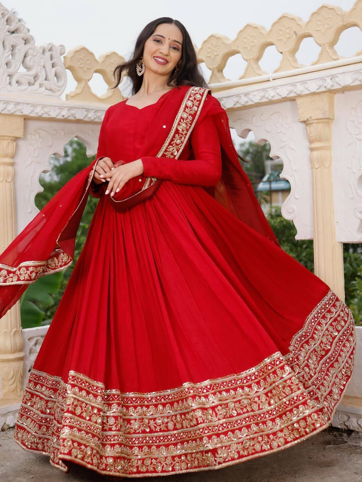 MR 004 Red Embroidered Gown view 2