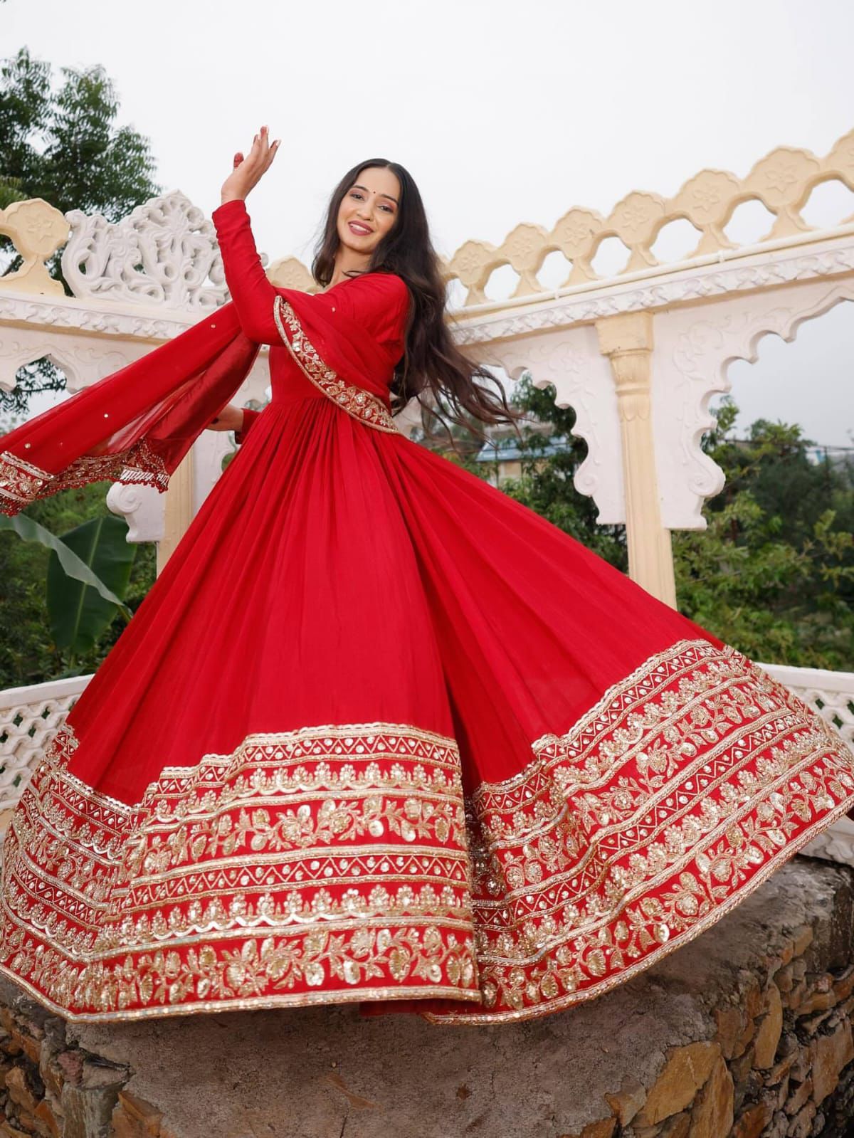 MR 004 Red Embroidered Gown view 4